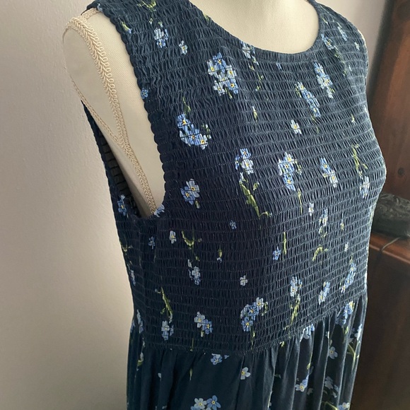 Market & Spruce Navy Sleeveless Maxi Dress with Light Blue Floral Print NWT XL - Picture 4 of 6